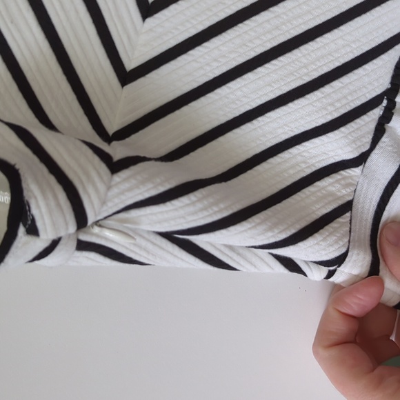 Maeve | Anthropologie Mitred Black & White Striped Fit & Flare Dress Size 8 P - Picture 10 of 12